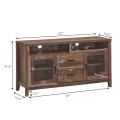 Wooden Retro TV Stand with Drawers and Tempered Glass Doors - Gallery View 4 of 12