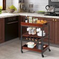 3 Tiers Kitchen Island Serving Bar Cart with Glasses Holder and Wine Bottle Rack - Gallery View 7 of 11