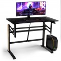 Pneumatic Height Adjustable Gaming Desk T Shaped Game Station with Power Strip Tray - Gallery View 5 of 12