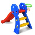 2 Step Indoors Kids Plastic Folding Slide with Basketball Hoop - Gallery View 6 of 12