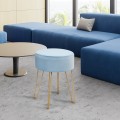 Round Velvet Ottoman Footrest Stool Side Table Dressing Chair with Metal Legs - Gallery View 7 of 29