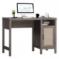 Rustic Computer Desk Writing Table Study Workstation with Storage Cabinet