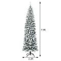 7.5 Feet Unlit Hinged Snow Flocked Artificial Pencil Christmas Tree with 641 Tips - Gallery View 4 of 9