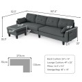 Reversible Sectional Sofa Couch L-Shaped Sofa Couch with Ottoman - Gallery View 16 of 36