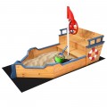 Wooden Pirate Boat Wood Sandbox for Kids