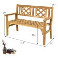 Patio Foldable Bench with Curved Backrest and Armrest