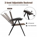 4 Pieces Folding Sling Chairs with Steel Armrest and Adjustable Back