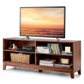 58 Inch Modern Media Center Wood TV Stand with 4 Open Storage Shelves - Gallery View 26 of 35