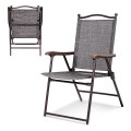 Set of 2 Patio Folding Sling Back Camping Deck Chairs - Gallery View 30 of 44