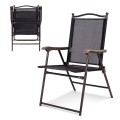 Set of 2 Patio Folding Sling Back Camping Deck Chairs - Gallery View 8 of 44