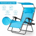 Folding Recliner Lounge Chair with Shade Canopy Cup Holder - Gallery View 33 of 46