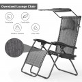 Folding Recliner Lounge Chair with Shade Canopy Cup Holder - Gallery View 24 of 46
