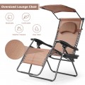 Folding Recliner Lounge Chair with Shade Canopy Cup Holder - Gallery View 15 of 46