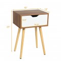 End Side Storage Drawer Nightstand with Solid Wooden Leg - Gallery View 4 of 12