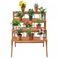 4 Tiers Wood Ladder Step Flower Pot Holder Plant Stand - Gallery View 9 of 12