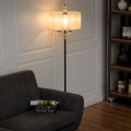 Elegant Sheer Shade Floor Lamp with Hanging Crystal LED Bulbs - Gallery View 1 of 9