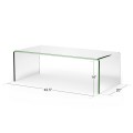 42 x 19.7 Inch Clear Tempered Glass Coffee Table with Rounded Edges - Gallery View 4 of 10