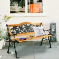 Outdoor Cast Iron Patio Bench Rose - Gallery View 6 of 12