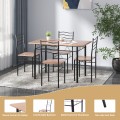5 Pieces Wood Metal Dining Table Set with 4 Chairs - Gallery View 11 of 26