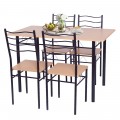 5 Pieces Wood Metal Dining Table Set with 4 Chairs - Gallery View 8 of 26
