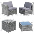 8 Piece Wicker Sofa Rattan Dining Set Patio Furniture with Storage Table - Gallery View 4 of 65