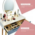 Touch Screen Vanity Makeup Table Stool Set with Lighted Mirror - Gallery View 23 of 36