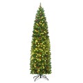 7.5 Feet Pre-lit Hinged Pencil Christmas Tree with Pine Cones Red Berries - Gallery View 3 of 10