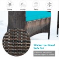 4 Pieces Comfortable Outdoor Rattan Sofa Set with Table - Gallery View 40 of 80