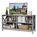 Wooden TV Stand Entertainment for TVs up to 55 Inch with X-Shaped Frame - Gallery View 9 of 36
