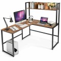 Industrial L-Shaped Desk Bookshelf 55 Inch Corner Computer Gaming Table - Gallery View 9 of 44