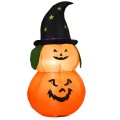 5 Feet Halloween Inflatable LED Pumpkin with Witch Hat - Gallery View 8 of 12