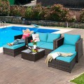 5 Pieces Patio Cushioned Rattan Furniture Set - Gallery View 19 of 71