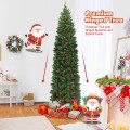 7.5 Feet Pre-lit Hinged Pencil Christmas Tree with Pine Cones Red Berries - Gallery View 5 of 10