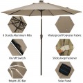 9 Feet Solar LED Market Umbrella with Aluminum Crank Tilt 16 Strip Lights - Gallery View 41 of 60
