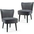 Set of 2 Upholstered Modern Leisure Club Chairs with Solid Wood Legs - Gallery View 4 of 36