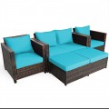 5 Pieces Patio Cushioned Rattan Furniture Set - Gallery View 20 of 71