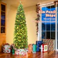 7.5 Feet Pre-lit Hinged Pencil Christmas Tree with Pine Cones Red Berries - Gallery View 6 of 10