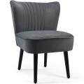 Set of 2 Upholstered Modern Leisure Club Chairs with Solid Wood Legs - Gallery View 6 of 36