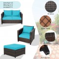 5 Pieces Patio Cushioned Rattan Furniture Set - Gallery View 23 of 71