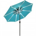 9 Feet Solar LED Market Umbrella with Aluminum Crank Tilt 16 Strip Lights - Gallery View 15 of 60