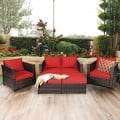 5 Pieces Patio Cushioned Rattan Furniture Set - Gallery View 1 of 71