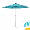 9 Feet Solar LED Market Umbrella with Aluminum Crank Tilt 16 Strip Lights - Gallery View 16 of 60