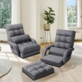 Folding Lazy Floor Chair Sofa with Armrests and Pillow - Gallery View 21 of 40