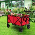 Outdoor Folding Wagon Cart with Adjustable Handle and Universal Wheels - Gallery View 36 of 45