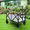 Outdoor Folding Wagon Cart with Adjustable Handle and Universal Wheels - Gallery View 16 of 45