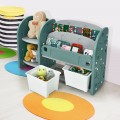 Kids Toy Storage Organizer with 2-Tier Bookshelf and Plastic Bins - Gallery View 6 of 12