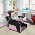 Kids Youth PU Leather Gaming Sofa Recliner with Headrest and Footrest - Gallery View 54 of 65