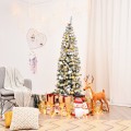 6 Feet Unlit Hinged Snow Flocked Artificial Pencil Christmas Tree with 500 Branch Tip - Gallery View 8 of 10