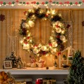 30-Inch Pre-lit Flocked Artificial Christmas Wreath with Mixed Decorations - Gallery View 1 of 11
