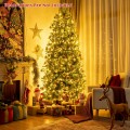 Realistic Pre-Lit Hinged Christmas Tree with Lights and Foot Switch - Gallery View 7 of 37